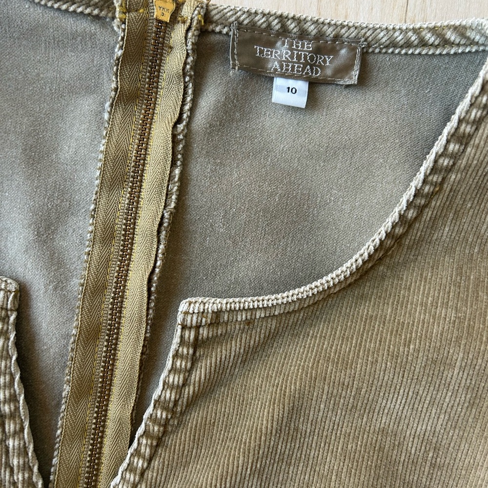 The Territory Ahead Women’s Corduroy Khaki Beige Dress with Pockets Size 10 - Picture 5 of 13